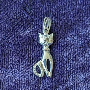 Vintage 925 Sterling Silver Cat Pendant